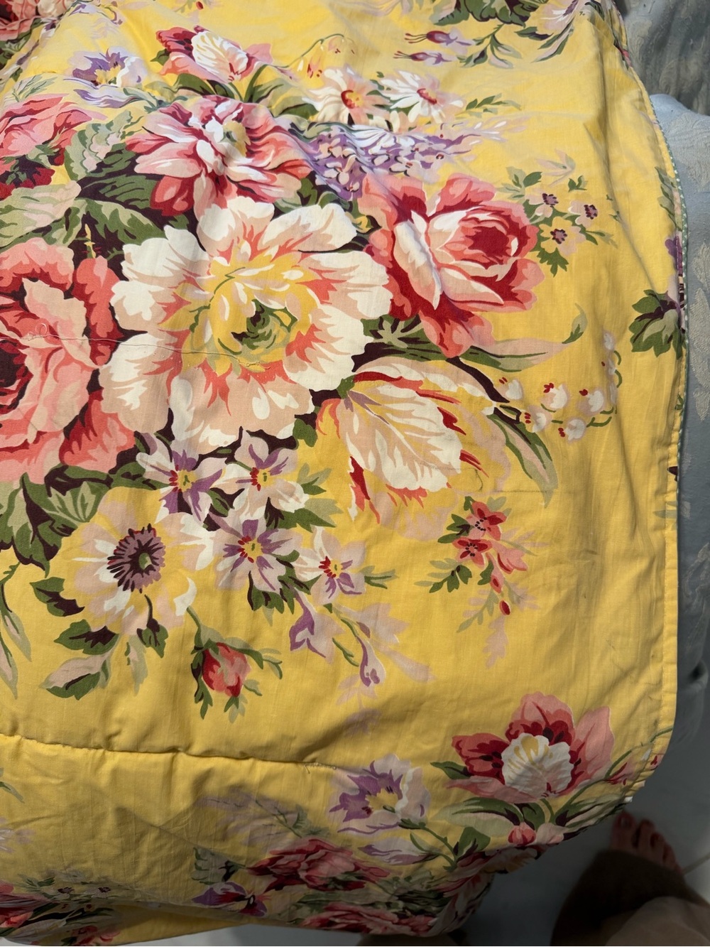 Ralph Lauren Sophie Brooke Yellow Floral Cabbage Rose Reversible Comforter - Picture 12 of 16